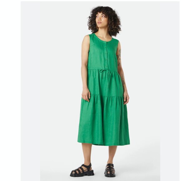 EUC GORMAN Australia Kelly Green Linen Sleeveless Tiered Dress in Women's 2X - Picture 1 of 11